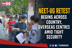 NEET-UG retest candidates undergo security screening at an examination centre as the nationwide medical entrance exam retest begins under enhanced security arrangements.