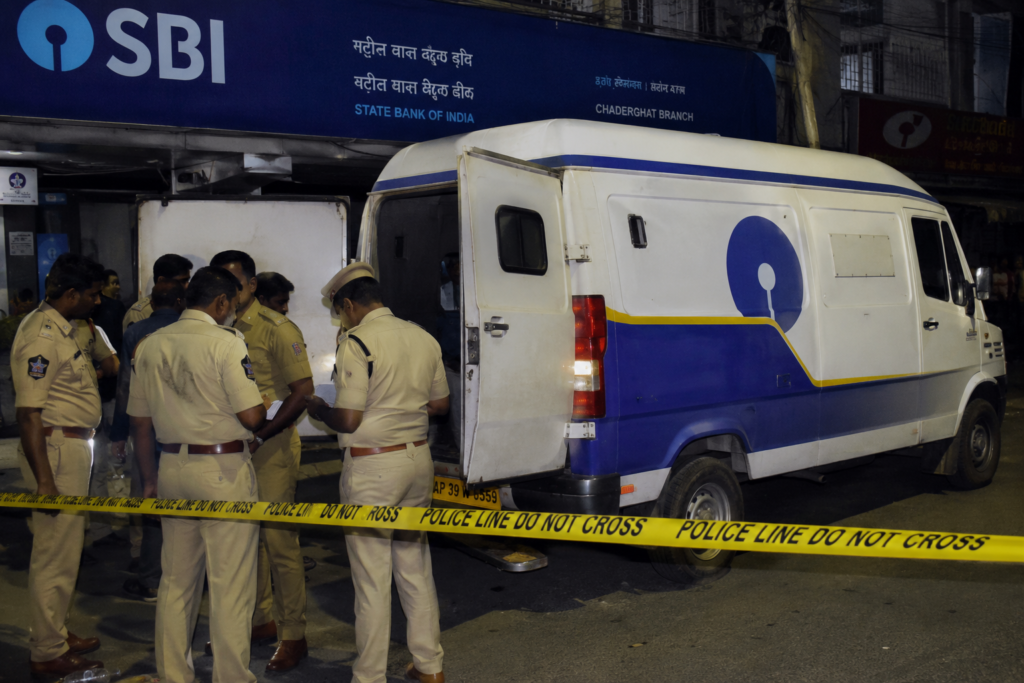Hyderabad police investigating an SBI ATM cash replenishment van after a driver allegedly fled with ₹17 lakh in the Old City area.