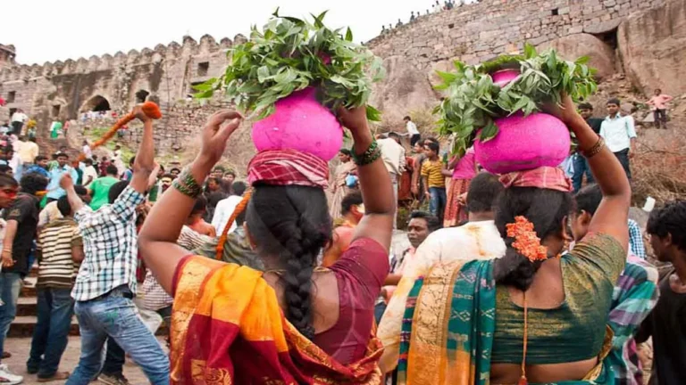 Bonalu Festival 2026 preparations underway in Telangana with devotees carrying traditional Bonam offerings at Golconda Fort ahead of celebrations beginning on July 16.
